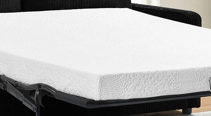 Reversible Sleeper Sofa Bed with Comfortable Memory Foam Mattress, Convertible Corduroy Full Size Pull Out Couch for Living Room, Space Saving Furniture, 70" Wide, Rectangular Arms, Black