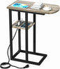 C Table End Table with Charging Station, Couch C Shaped Side Table for Living Room, Bedroom, Laptop Table with USB Ports and Type-C Port, Snack Tray Table for Couch