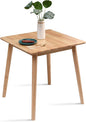 OGMILL 27.6" Small Square Dining Table for 2, Space-Saving Natural Kitchen Dinner Table Rustic Wood Mid Century Modern Table with Solid Wood Leg for Small Spaces