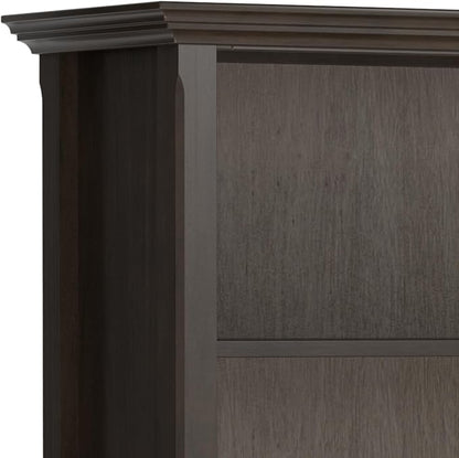 SIMPLIHOME Amherst Bookcase - 70 inch Tall 5-Shelf Solid Wood Bookshelf in Hickory Brown, Transitional Storage for Living Room, Study Room or Office with Adjustable Shelves and Tapered Legs