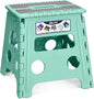 Delxo Folding Step Stool 13 Inch Non-Slip Foldable Stools Up to 300 LBS Kitchen Collapsible Fold Up Stepping Stool with Dotted 1 Pack Green