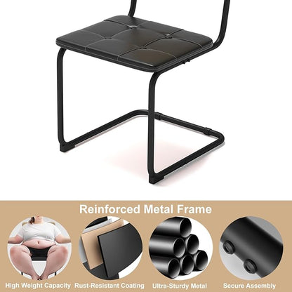 400lbs - Heavy Duty Rattan Dining Chair, Armrest Leather Cushions and Metal Frames, High-end and Durable with Rattan Weaving, Suitable for Home and Restaurant, Black