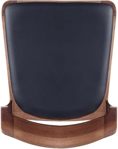 Manhattan Comfort Moderno Stackable Dining Chairs with Leatherette Upholstered Seat, Foam Padding & Solid Wood Frame, Suitable for Kitchen or Restaurant Usage, Set of 2, Black