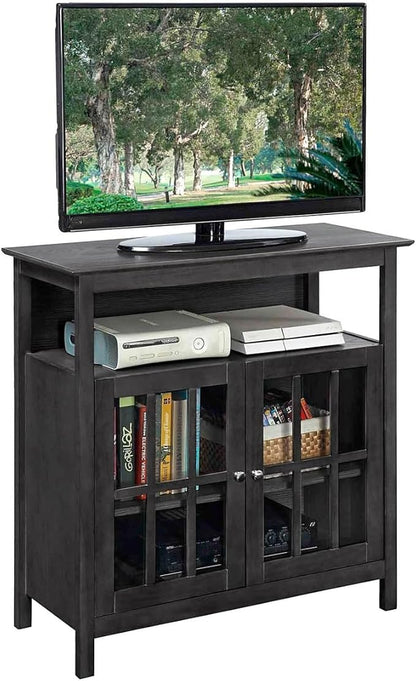 Convenience Concepts Big Sur Highboy TV Stand 36" - Modern Entertainment Center For TVs up to 40", Storage Cabinet for Dining, Living Room, & Entryway, Console Hall Table with Shelves, Weathered Gray
