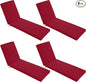 Chaise Lounge Cushions Outdoor Set of 4 - Waterproof and Fade Resistant Sun Lounger Replacement Cushions - Patio Lounger Pads with Removable Cover for Pool, Deck, Lawn, 72 x 21 x 3 Inch, Red