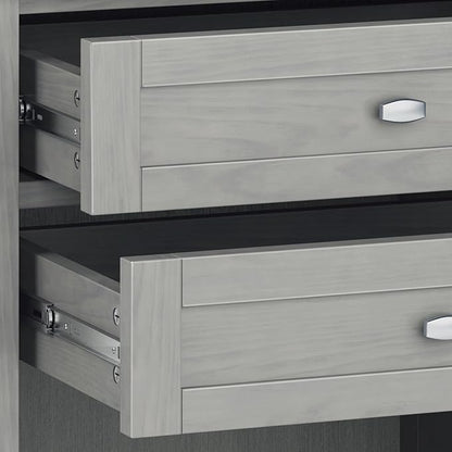 SIMPLIHOME Warm Shaker SOLID WOOD 24 Inch Wide Transitional Bedside Nightstand Table in Fog Grey, For the Living Room and Bedroom