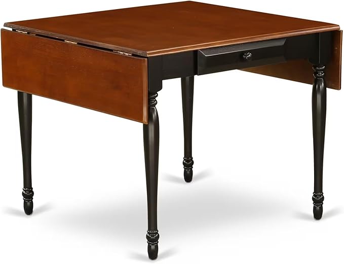 East West Furniture MZKE5-BCH-W 5 Piece Modern Dining Table Set Includes a Rectangle Wooden Table with Dropleaf and 4 Dining Chairs, 36x54 Inch, Black & Cherry