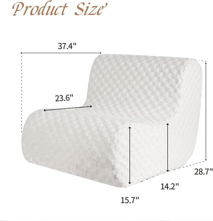 Bean Bag Chairs for Adults, Comfy Floor Sofa with Memory Foam, Giant Bean Bag Couch for Living Room Bedroom Dorm Office, Cream