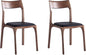 Manhattan Comfort Moderno Stackable Dining Chairs with Leatherette Upholstered Seat, Foam Padding & Solid Wood Frame, Suitable for Kitchen or Restaurant Usage, Set of 2, Black