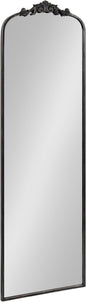 Kate and Laurel Arendahl Vintage Arched Tall Panel Mirror, 18 x 58, Antique Black, Traditional Baroque Full Length Mirror with Ornate Garland Inspired Crown for Bedroom Body Mirror Decor