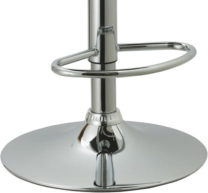 AC Pacific Contemporary Adjustable Swivel Kitchen Bar Stool Chair with Cushion and Armrest, 24"-33", White