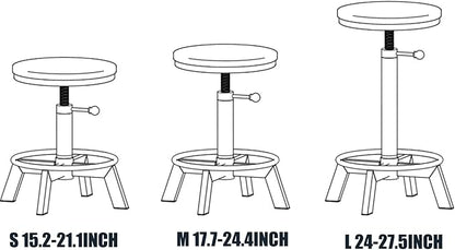 Rusitc Swivel PU Seat Bar Stools Industrial 24-28inch Height Adjustable Counter Island Stool Office Guest Chair