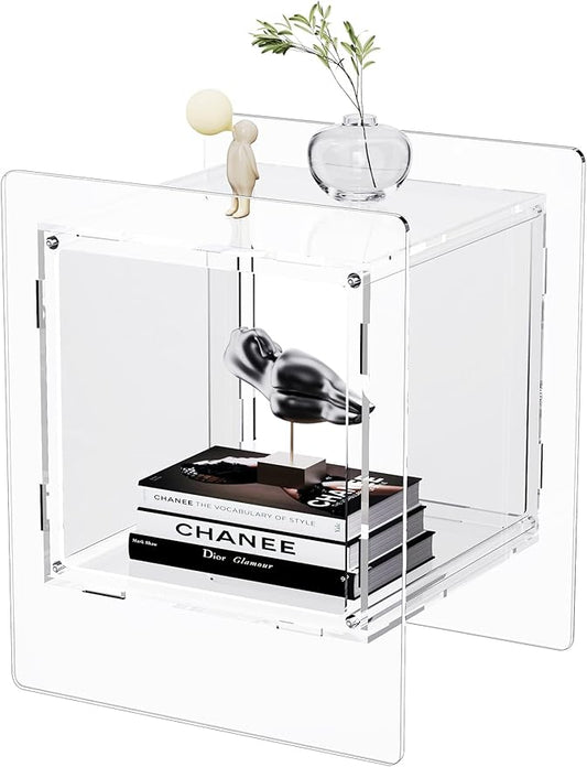 Acrylic Nightstand Colorful Bedside Table with Open Storage Shelf,Clear Side Table for Living Room (1, Clear)