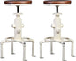 Topower Aged Antique Vintage Industrial Barstool Solid Wood Water Pipe Fire Hydrant Design Cafe Coffee Industrial Bar Stool Set of 2 Antique White
