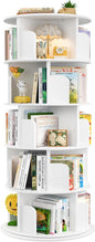 Aheaplus Rotating Bookshelf, 360 Display Wood Spinning Bookshelf Tower, 5 Tier Floor Standing Bookcase Storage Rack, Revolving Bookcase Corner Bookshelfs for Small Space, Bedroom, Study Room, White