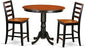 East West Furniture TRFA3-BLK-W 3 Piece Counter Height Dining Set for Small Spaces Contains a Round Dining Room Table and 2 Wooden Seat Chairs, 42x42 Inch, Black & Cherry