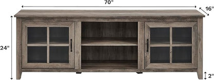 Walker Edison Portsmouth Classic 2 Glass Door TV Stand for TVs up to 80 Inches, 70 Inch, Birch