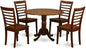 East West Furniture DLML5-MAH-W 5 Piece Modern Dining Table Set Includes a Round Wooden Table with Dropleaf and 4 Kitchen Dining Chairs, 42x42 Inch, Mahogany