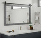 PAIHOME Large Gray Wall Mirror, Farmhouse Horizontal Rustic Square Bathroom Mirror for Wood Framed Vanity Mirrors, Barn Door Style Decor Living Room Entryway Bedroom 40x26INCH, Grey