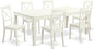 East West Furniture LGBO7-LWH-W 7 Piece Kitchen Table Set Consist of a Rectangle Dining Table with Butterfly Leaf and 6 Dining Room Chairs, 42x84 Inch, Linen White