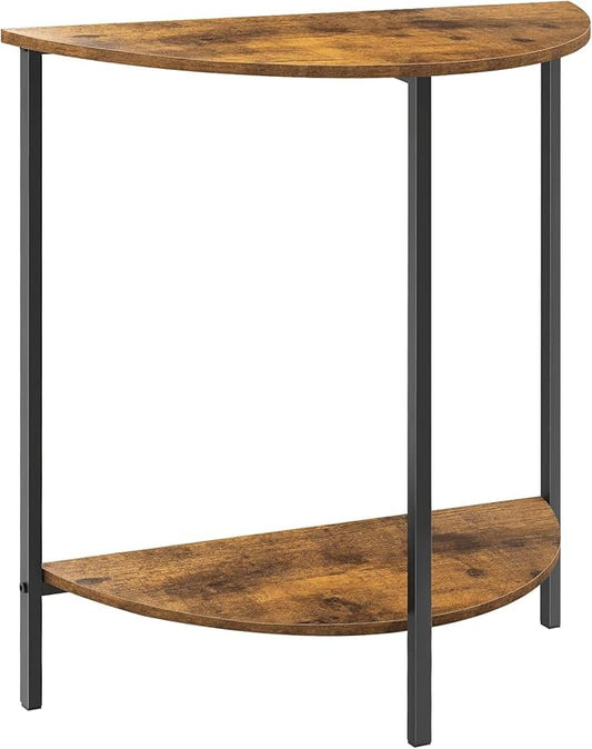 Homode Half Moon Table, Small Entryway Table, Half Round Entry Table, Narrow Half Circle Console Tables for Small Spaces, Hallway, Wood Front Entrance Tables, Rustic Brown and Black