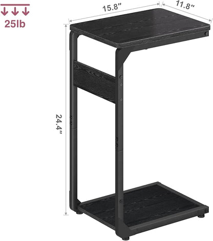Narrow C-Shaped End Table, Small Side Table for Couch, Sofa TV Tray Table for Living Room, Bedroom, Bedside ET-YB-BK1