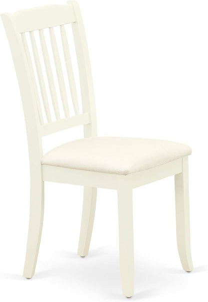 East West Furniture DODA5-LWH-C 5 Piece Modern Dining Table Set Includes a Rectangle Wooden Table with Butterfly Leaf and 4 Linen Fabric Dining Room Chairs, 42x78 Inch, Linen White
