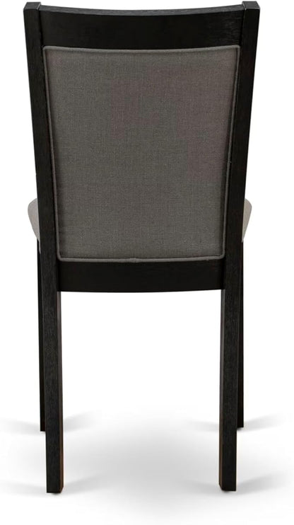 East West Furniture V677MZ650-9 9 Piece Dining Set Includes a Rectangle Dining Room Table with V-Legs and 8 Dark Gotham Grey Linen Fabric Upholstered Chairs, 40x72 Inch, Multi-Color