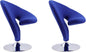 Manhattan Comfort Curl Mid Century Modern Wool Blend Upholstered Living Room Swivel Accent Chair with Chrome Metal Base, Set of 2, Blue