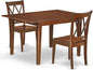 East West Furniture MLCL3-MAH-W 3 Piece Dining Table Set for Small Spaces Contains a Rectangle Dining Room Table with Butterfly Leaf and 2 Wooden Seat Chairs, 36x54 Inch, Mahogany
