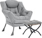 Lazy Chair with Ottoman, Large Modern Lounge Accent Chair with Armrests and Footrest, Reading Armchair with Ottoman, Leisure Sofa Chair for Living Room, Bedroom, Dorm Room (Light Grey)