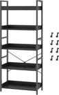 HCHQHS 5 Tier Bookshelf, Adjustable Industrial Bookcase, Vertical Tall Book Shelf, Wood and Black Metal Open Bookshelves for Home Office, Living Room, Bedroom