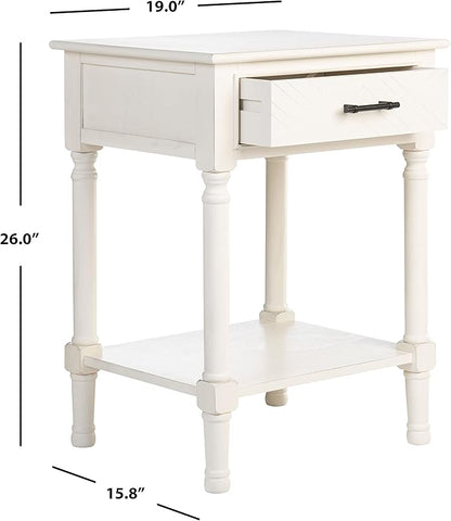 SAFAVIEH Home Collection Peyton Distressed White 1-Drawer Lower Shelf Accent Table ACC5704A