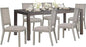 COLAMY Modern Rectangular Dining Table Set, 60" L x 36" W x 30" H, Grey Wood & Fabric, 6 Person Capacity, Requires Assembly