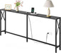 Console Table Narrow Long, Behind Couch Table with Oulets & USB Ports, Industrial Long Skinny Stand for Entryway,Hallway, Living Room, Bedroom Black, 7.9" D x 70" W x 24.8" H