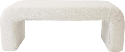 HomePop Arch Channel Bench|Bench for Living Room & Bedroom | Decorative Home Furniture - Cream Boucle