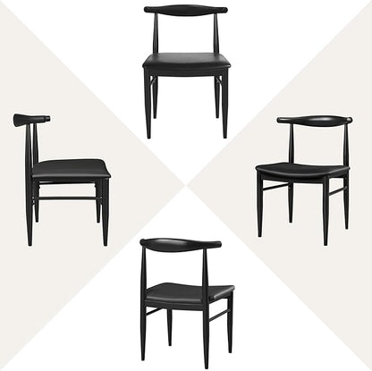 Yaheetech Dining Chairs Set of 6 Mid Century Modern Leather Dining Room Chairs with Armless Backrest & Metal Legs for Kitchen, Living Room, Black