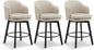 Counter Height Barstools 26 inch Upholstered Swivel Bar Stools with Back and Wood Legs for Kitchen Island,Set of 3,Beige PU Leather