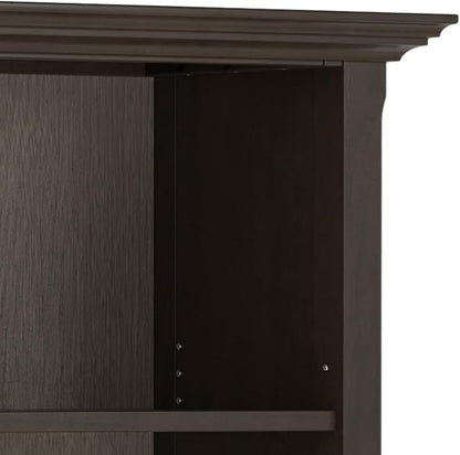SIMPLIHOME Amherst Bookcase - 70 inch Tall 5-Shelf Solid Wood Bookshelf in Hickory Brown, Transitional Storage for Living Room, Study Room or Office with Adjustable Shelves and Tapered Legs