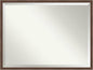 Amanti Art Brown Bathroom Mirror for Over Sink, 32x42 Florence Medium Brown Rectangle Vanity Mirror, X-Large Casual Frame, Hangs Horizonally and Vertically, Bathroom Wall Decor, Beveled Edge