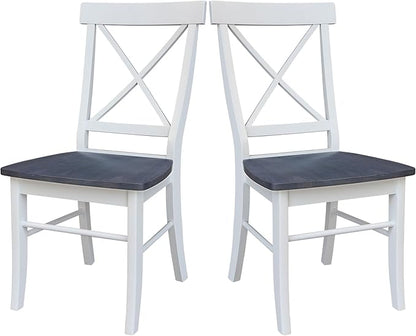 Set of Two X-Back Dining Chairs, White/Heather Gray