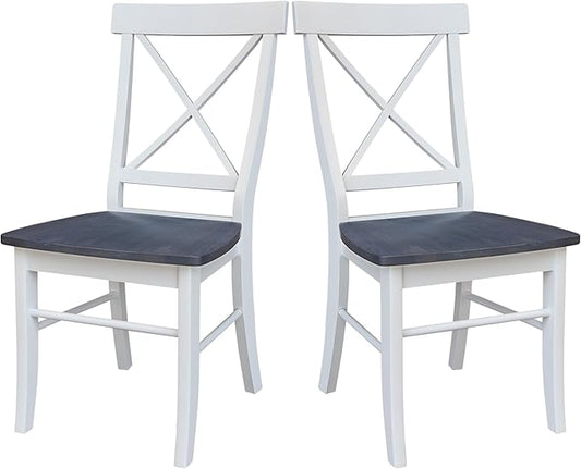 Set of Two X-Back Dining Chairs, White/Heather Gray