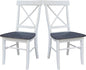 Set of Two X-Back Dining Chairs, White/Heather Gray