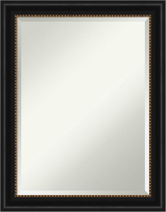 Amanti Art Black Bathroom Mirror for Over Sink, 28x22 Manhattan Black Rectangle Vanity Mirror, Medium Traditional Frame, Hangs Horizonally and Vertically, Bathroom Wall Decor, Beveled Edge