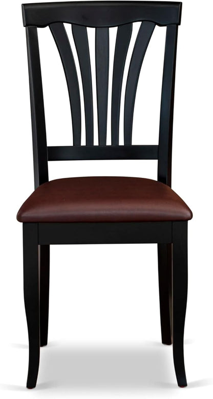 East West Furniture ANAV5-BLK-LC 5 Piece Dinette Set for 4 Includes a Round Kitchen Table with Pedestal and 4 Faux Leather Dining Room Chairs, 36x36 Inch, Black & Cherry