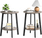 Side Table Set of 2, Small Round End Table with Storage Shelf for Small Space, 2-Tier Bedside Table Sofa Couch Table, Nighstands Set of 2 Accent Table for Living Room, Bedroom, Grey