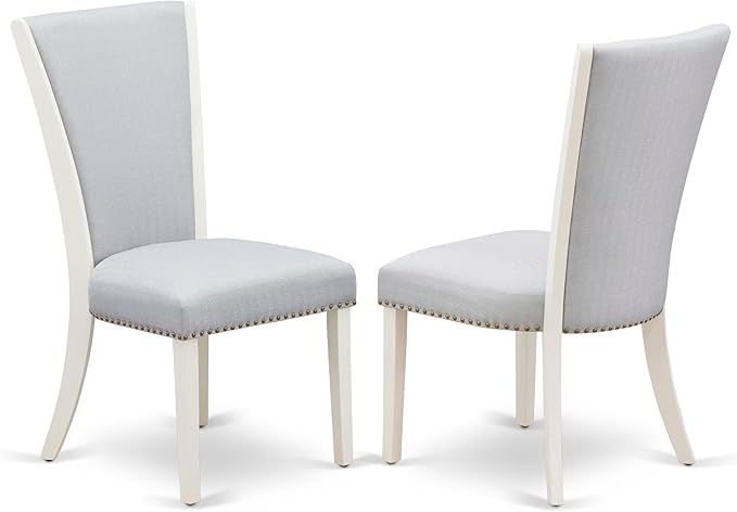 East West Furniture V077VE005-5 5 Piece Dining Table Set for 4 Includes a Rectangle Kitchen Table with V-Legs and 4 Grey Linen Fabric Parsons Dining Chairs, 40x72 Inch, Multi-Color