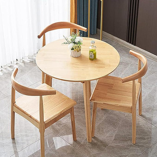 Simplicity Solid Wood Dining Table, Round for 2-4, Natural Wood Furniture for Small Space, 31.5 Inches Coffee Table, Easy Assembly