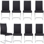 Dining Chairs Set of 8, Kitchen Modern Metal Chairs with Faux Leather Padded Seat High Back and Sturdy Chrome Legs, Chairs for Dining Room (Black, Set of 8)