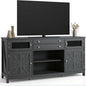 YITAHOME Farmhouse TV Stand for TVs up to 65", 59" Entertainment Center with 2 Large Drawers & Visual Grid Door, Rustic TV Media Console for Living Room, Dark Grey